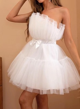 Women's bra mesh bow puffy skirt  女士抹胸款网纱蝴蝶结蓬蓬裙