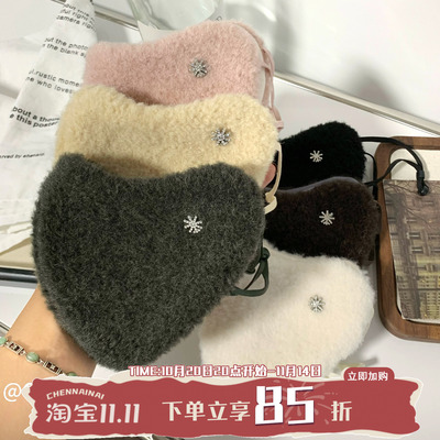 冬日暖呼呼毛绒保暖口罩女秋冬可爱显脸小防风防寒护脸面罩