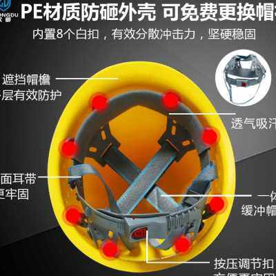 防晒玻璃钢安全帽工地施工钢盔国标加厚透气防护领导头盔定制印字