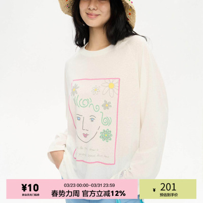 「heris」画像图案薄透长袖T