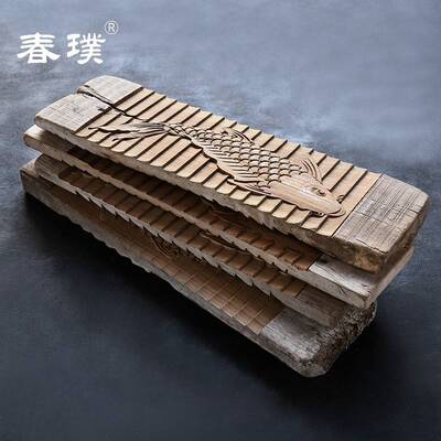 搓衣板民俗摆件年年有余木雕有鱼雕刻图案老木板雕花老木器洗衣i.