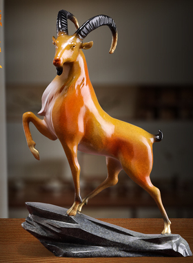 领头羊摆件黄铜羊生肖羊家居客厅玄关装饰品送领导办公室桌面摆设