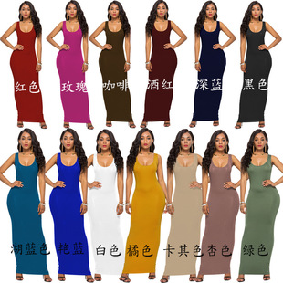 causal long 2024 women vest dress beach Summer maxi dresses