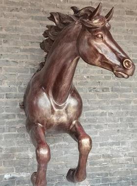 玻璃纤维创意半身马马头雕塑动物马室内酒店大堂景观墙面装饰品摆