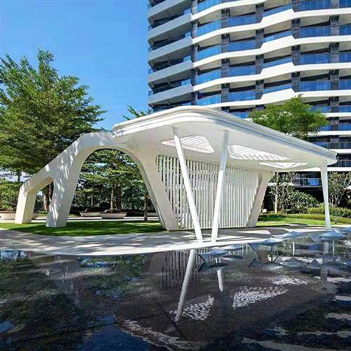 大型不锈钢钢结构金属雕塑户外园林异形凉亭连廊不锈钢廊架雕塑