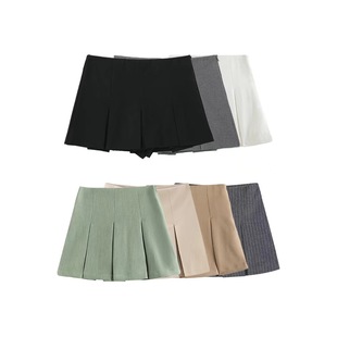 high skirt waist mini 休闲高腰褶皱迷你短裙 pleated Casual