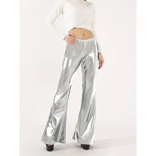 Laser Multicolor Flare Pants女士修身舞台爆闪镭射多色喇叭长裤