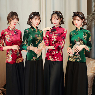 Embroidered slim jacket and cheongsam   复古绣花修身上衣旗袍