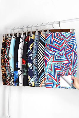 休闲印花铅笔半身长裙