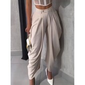 color 纯色阔腿九分花苞裤 nine flower Solid pants quarter bud