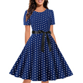 polka dress dot Retro floral slim 复古波点碎花修身 连衣裙