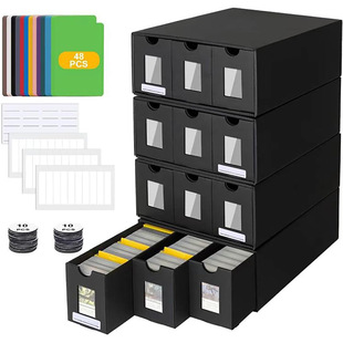 卡牌收纳盒带隔板展示窗标签抽屉宝可梦收集周边自印小卡套收藏盒