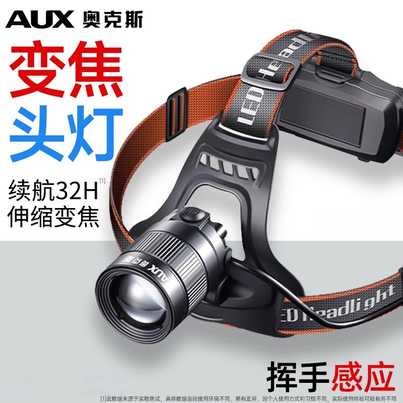 奥克斯头灯强光超亮充电头戴式