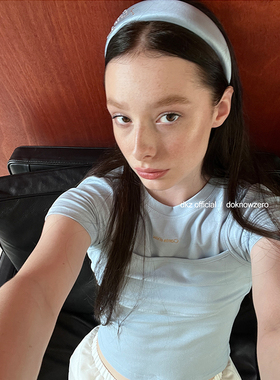 DKZ 短款假两件短袖女夏季新款修身显瘦拼接设计感t恤上衣