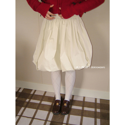 DKZ  杏色半身裙女新款简约百搭A字花苞裙