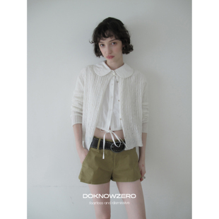 新款 女秋季 复古麻花空气感薄透上衣 圆领针织开衫 DKZ