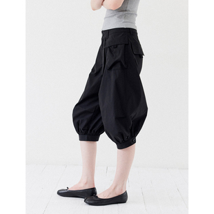 DKZ 工装灯笼七分裤女夏季新款简约百搭束脚休闲裤