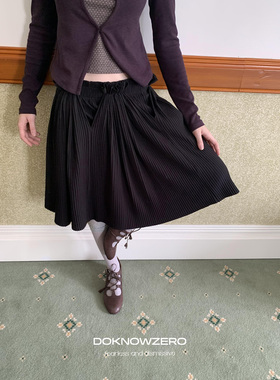 DKZ 半身裙女秋季新款橡筋腰头宽松褶皱设计a字裙子