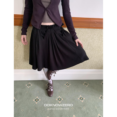 DKZ 半身裙女秋季新款橡筋腰头宽松褶皱设计a字裙子