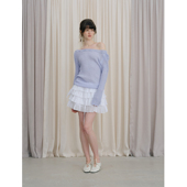 一字领绑结针织长袖 女春季 新款 DKZ 简约叠穿修身 上衣