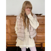 现货 DKZ 复古立领仿貂马甲女韩版 叠搭拉链无袖 保暖毛毛外套