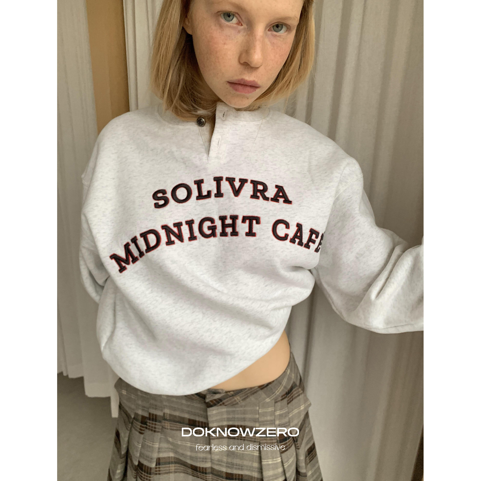 DKZ 刺绣字母印花卫衣女秋冬新款宽松韩系慵懒风套头上衣