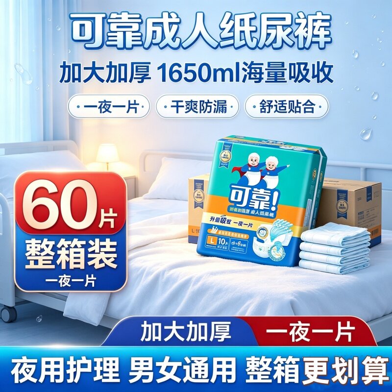 可靠加强型加厚整夜防漏超值透气柔成人纸尿裤MLXL码尿不湿批发