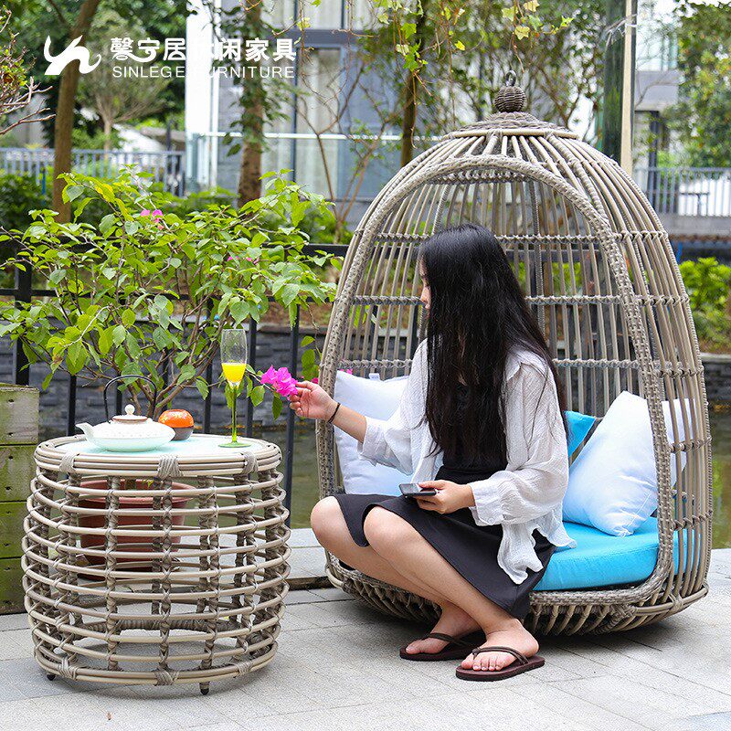 定制馨宁居圆形小桌子户外桌椅酒店民宿北欧现代休闲家具阳台藤编