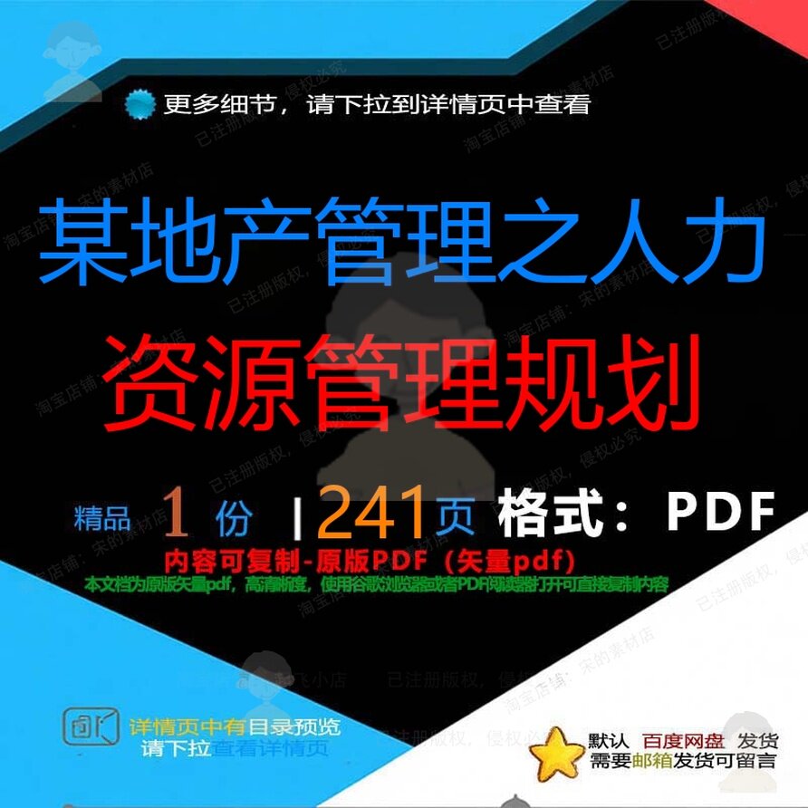 某地产管理之人力资源管理规划241页 规人力人力资源地产资料