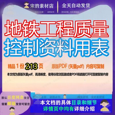 地铁工程质量控制资料用表213页 资料地铁控制文档工程质量用表