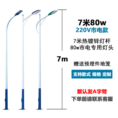 厂区市电路灯杆定做6米10米led路灯头户外防水220v市政道路高杆i.