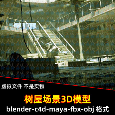 maya末日废墟建筑废弃商场建筑场景C4D后世界破旧建筑3d模型素材