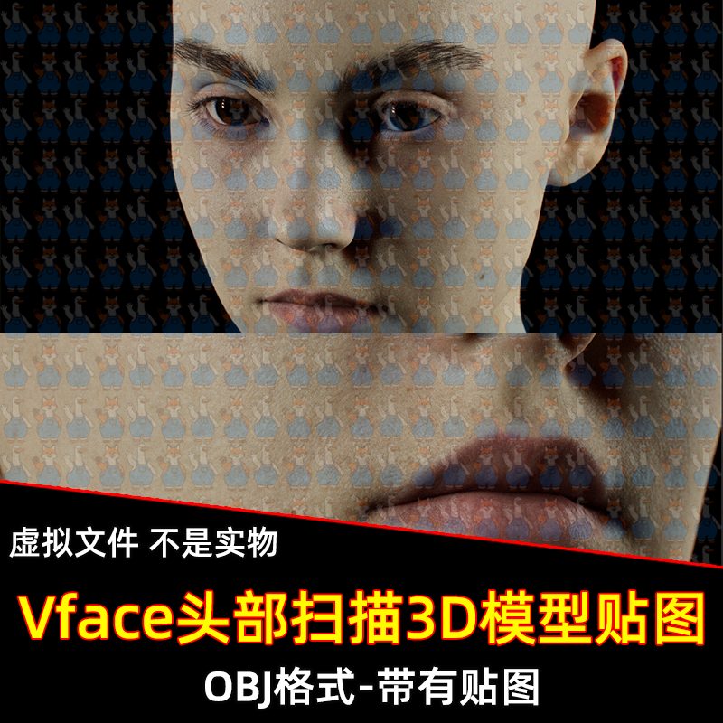 XYZ/Vface素材ZBrush写实高清扫描3D模型头部16K皮肤贴图OBJ格式