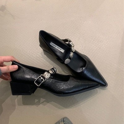 真皮尖头职业高跟鞋女2025春夏季