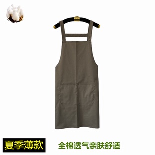 薄款 围裙夏季 全棉透气家用围兜上班男女定制工作服高档防污防静电