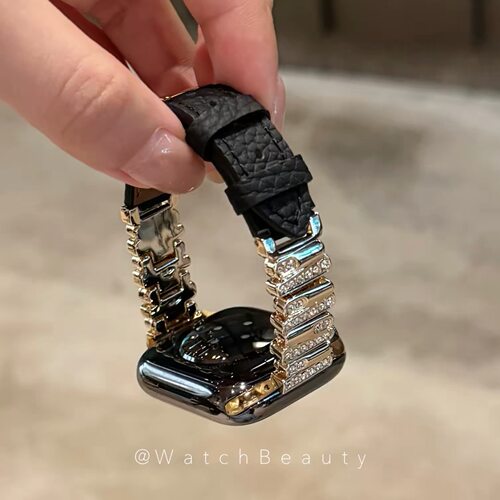 适用华为fit5表带不规则金属钻皮质watchfit5pro女款高级感fit432