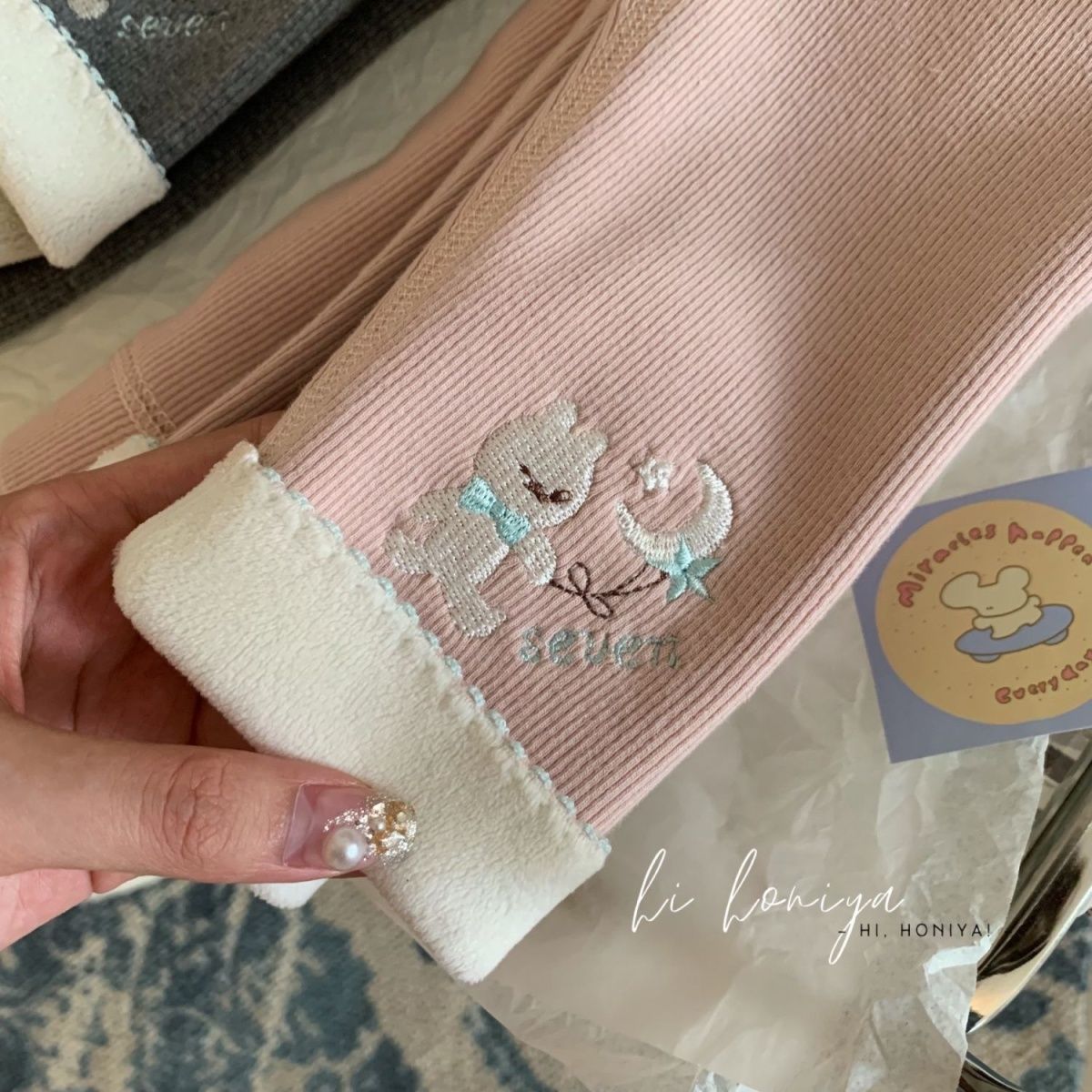 秋冬新款卡通刺绣加绒女童外穿打底裤韩版修身中小童百搭