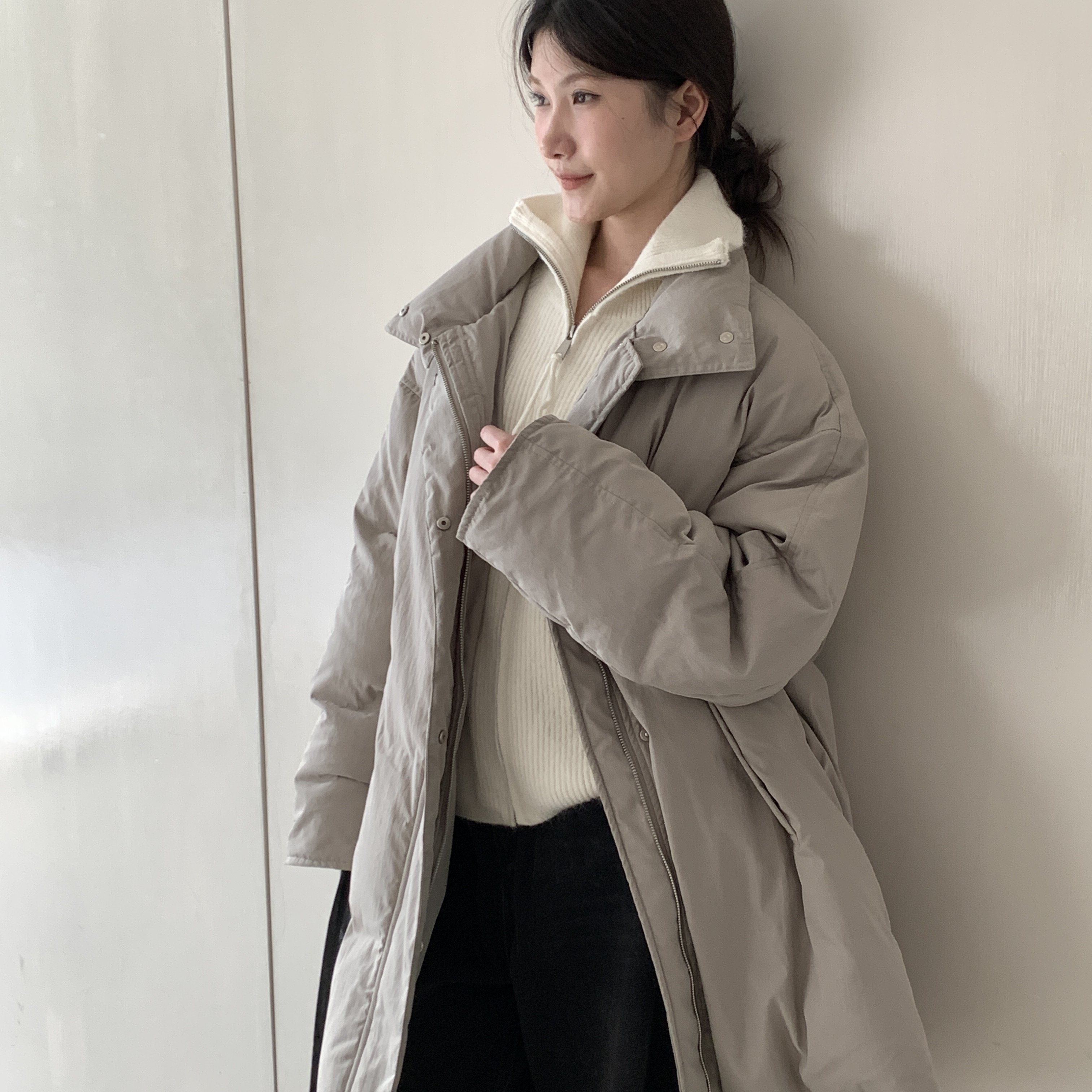 莓果冬上新简韩立领加厚保暖百搭中长款保暖羽绒服外套A2728