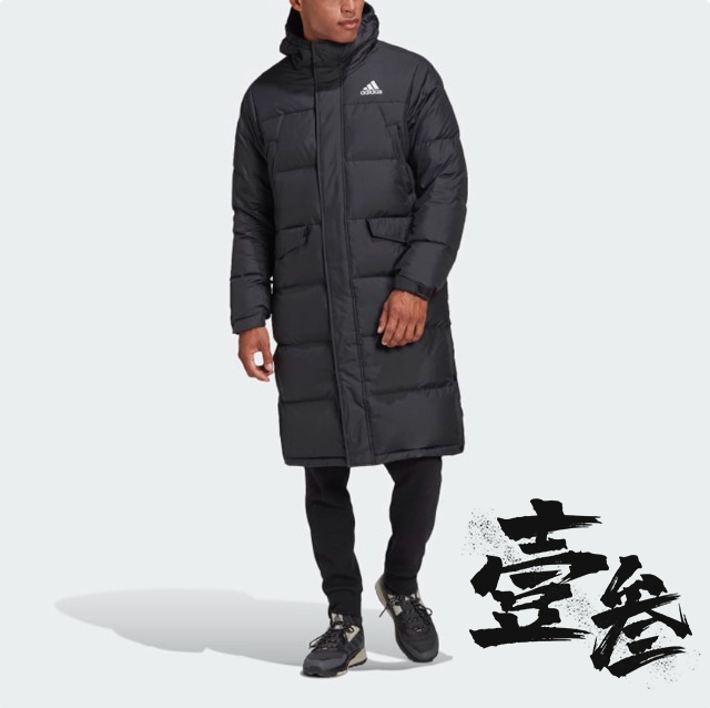 adidas 户外运动长款男女同款情侣过膝加厚防风保暖连帽羽绒服