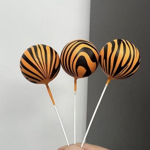 饰品狮子纹摆件烘焙diy全套圆形网红插件 动物纹泡沫球蛋糕装