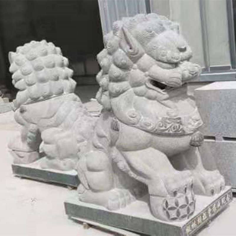 惠安石雕狮子园林摆件1对