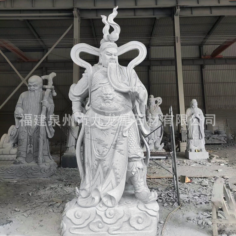 惠安石雕汉白玉关公站像摆件