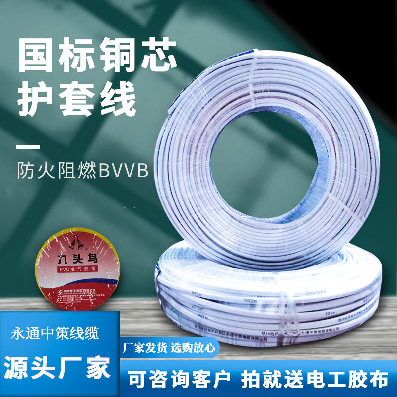 铜芯BVVB2*6硬护套线批发