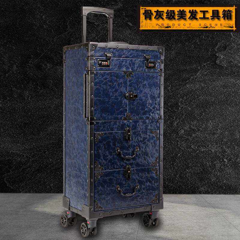 美发工具箱拉杆发型师推剪箱美发师大工箱带双抽屉双排万向轮