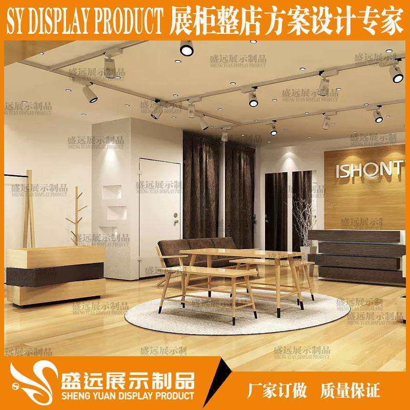 木制服装店货架木质高低流水台服装店展示架女装货架落地挂衣架