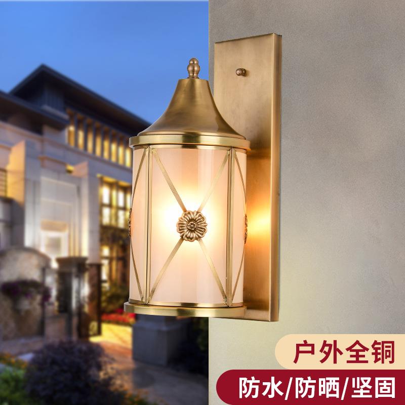 欧式户外防水全铜壁灯阳台玄关过道灯美式复古大气壁灯户外庭院灯
