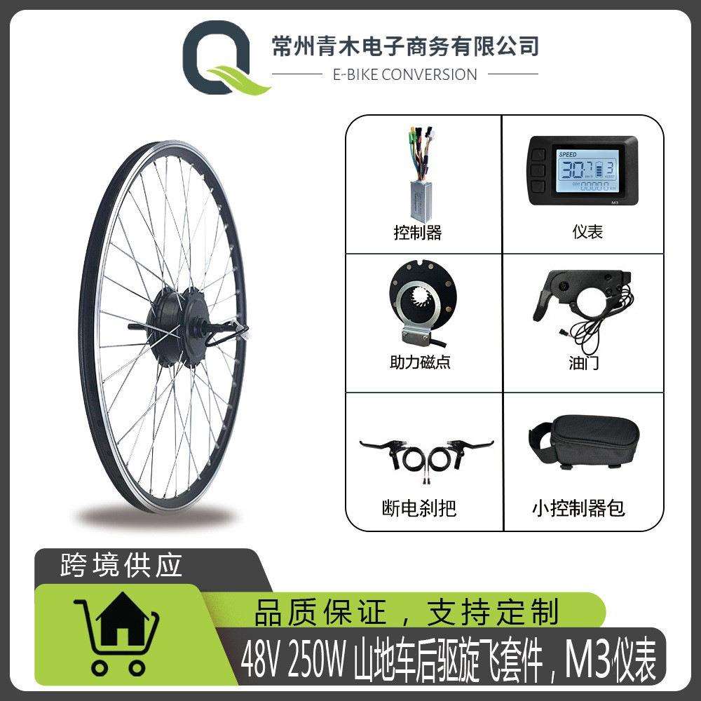 锂电改装48V250W26寸山地车公路车后驱旋飞套件,M3仪表