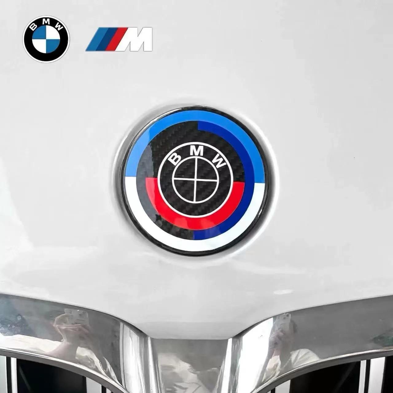 宝马50周年纪念标适用于新3系45系X3X4X5碳纤维前后尾标方向盘标