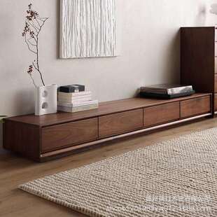 北欧全实木电视柜组合北美黑胡桃木小户型客厅家具现代简约落地柜