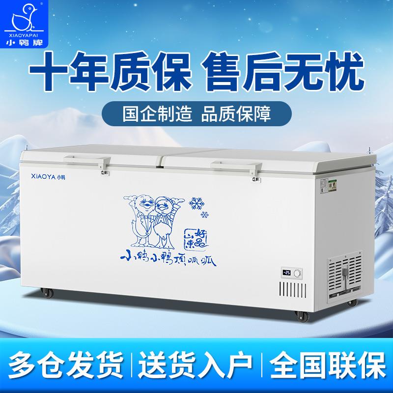 小鸭冰柜冷冻大容量商用冰柜双门双温雪糕家用两用冷柜卧式冷藏